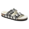 Arizona Shearling Suede Leather-Shearling Plaid White