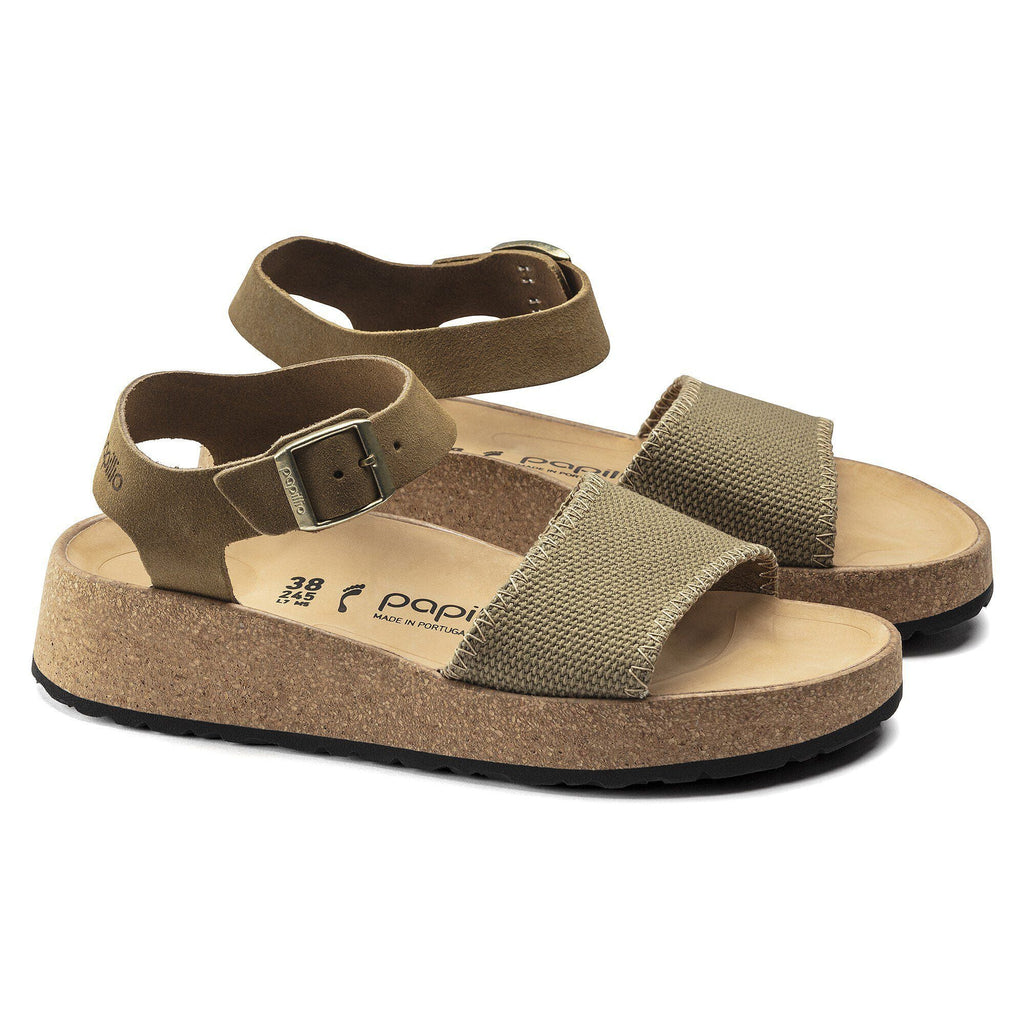 Glenda Suede Leather-Textile Faded Khaki