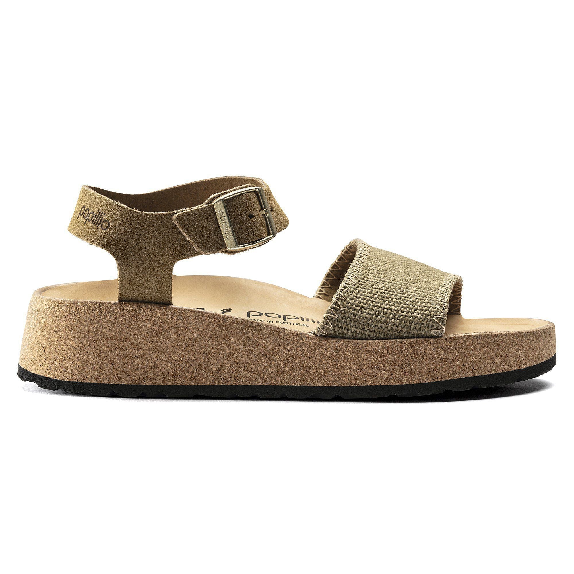 Glenda Suede Leather-Textile Faded Khaki