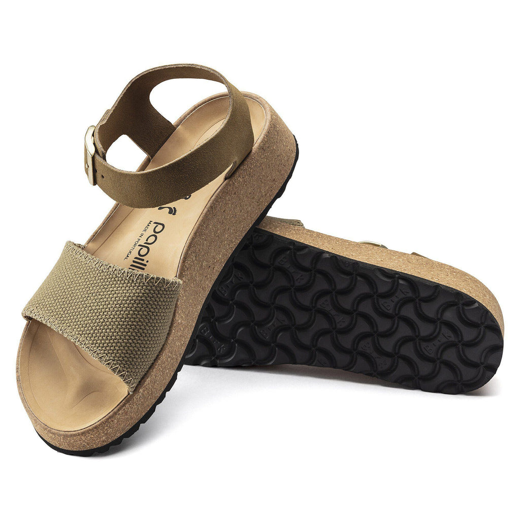 Glenda Suede Leather-Textile Faded Khaki