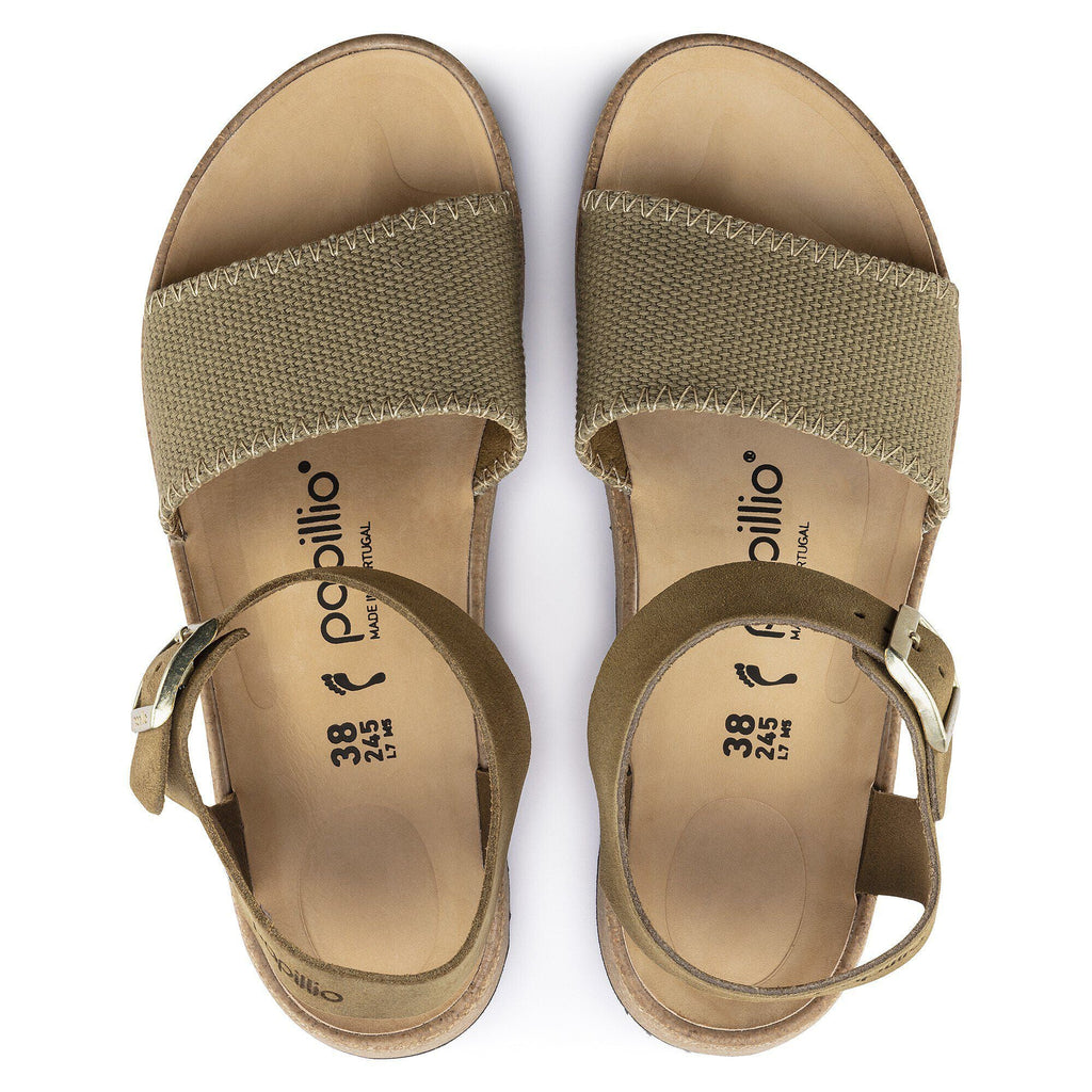 Glenda Suede Leather-Textile Faded Khaki