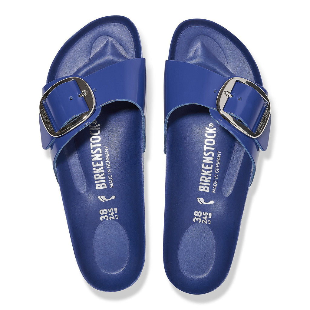 Madrid Big Buckle Natural Leather Patent High-Shine Cobalt