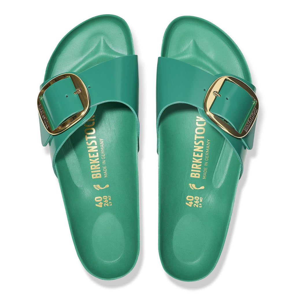 Madrid Big Buckle Natural Leather Patent High Shine Digital Green