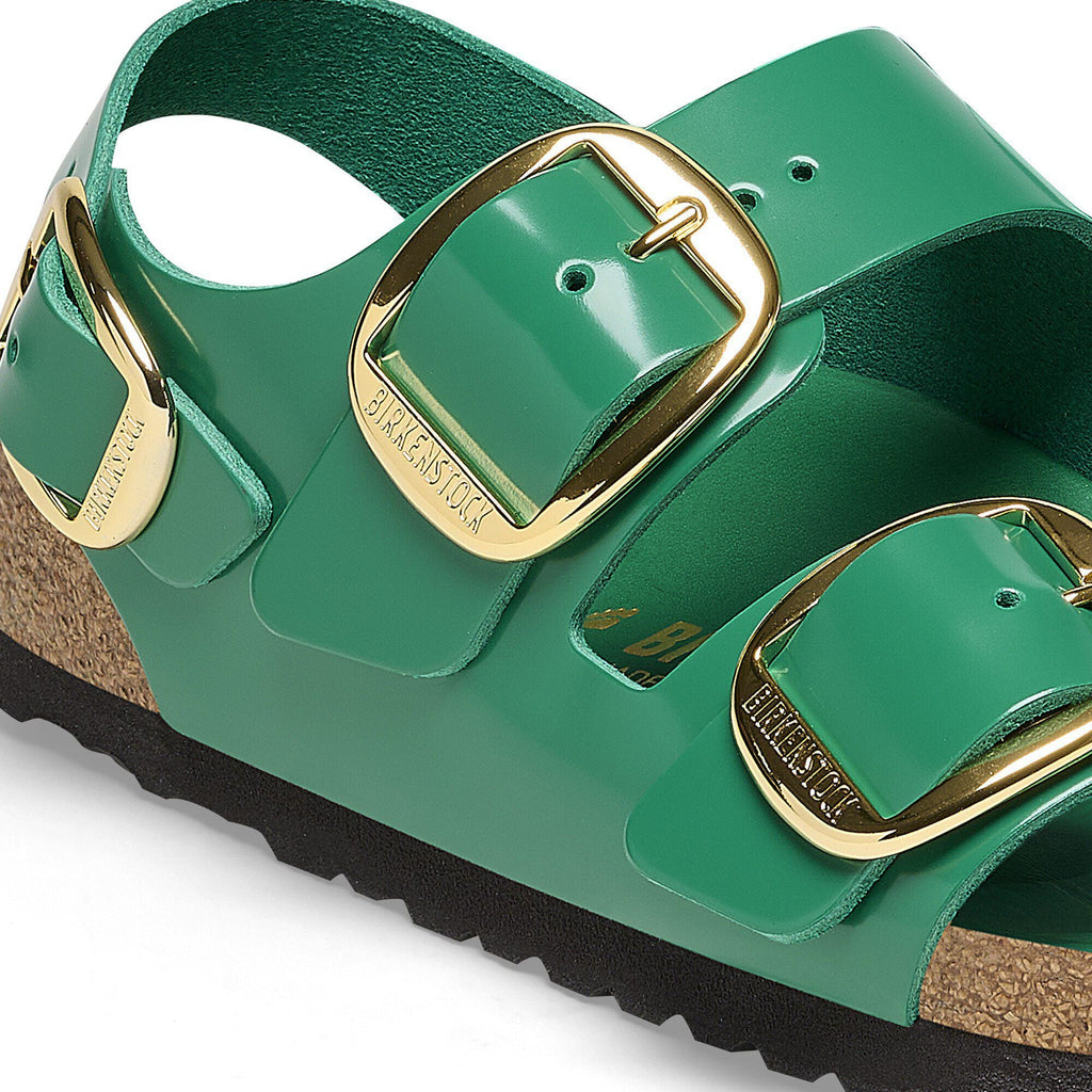 Milano Big Buckle Natural Leather Patent High Shine Digital Green