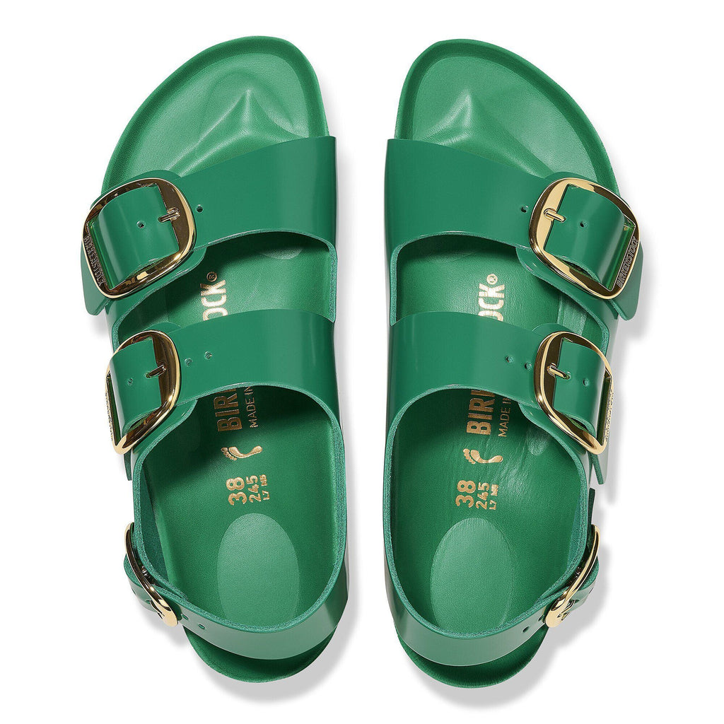 Milano Big Buckle Natural Leather Patent High Shine Digital Green