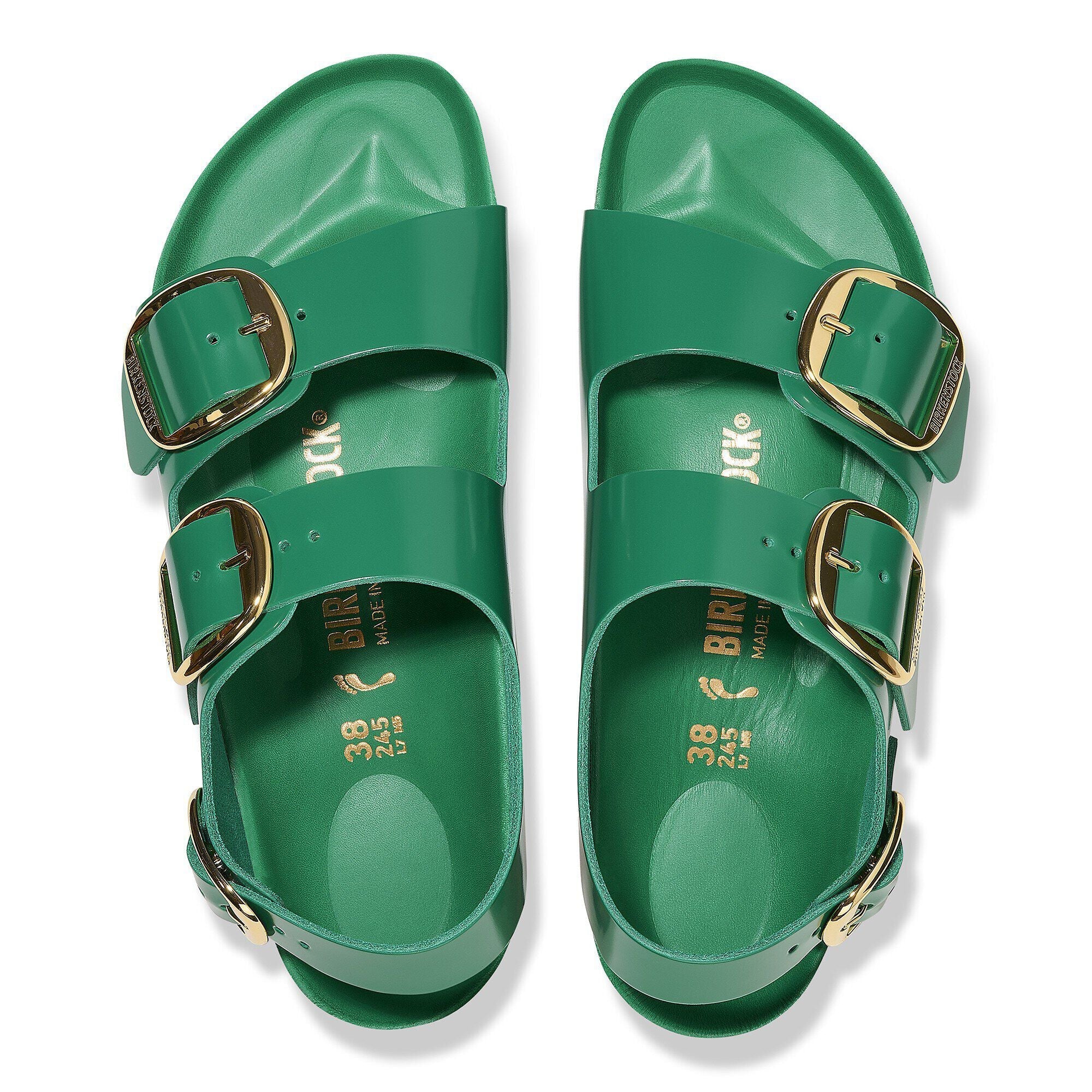Milano Big Buckle Natural Leather Patent High Shine Digital Green