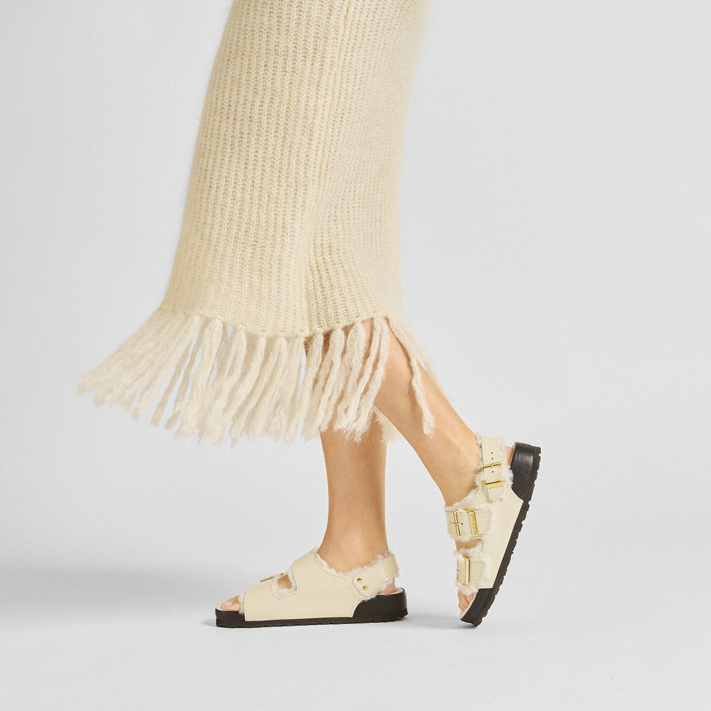 Milano Shearling Natural Leather-Shearling High Shine Ecru