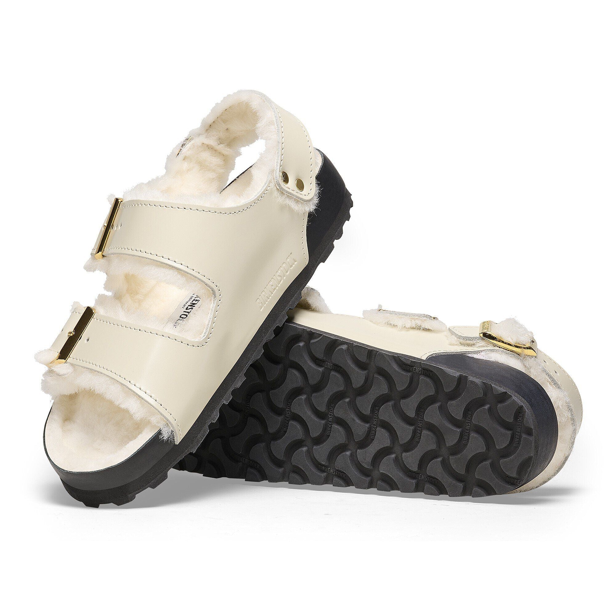 Milano Shearling Natural Leather-Shearling High Shine Ecru