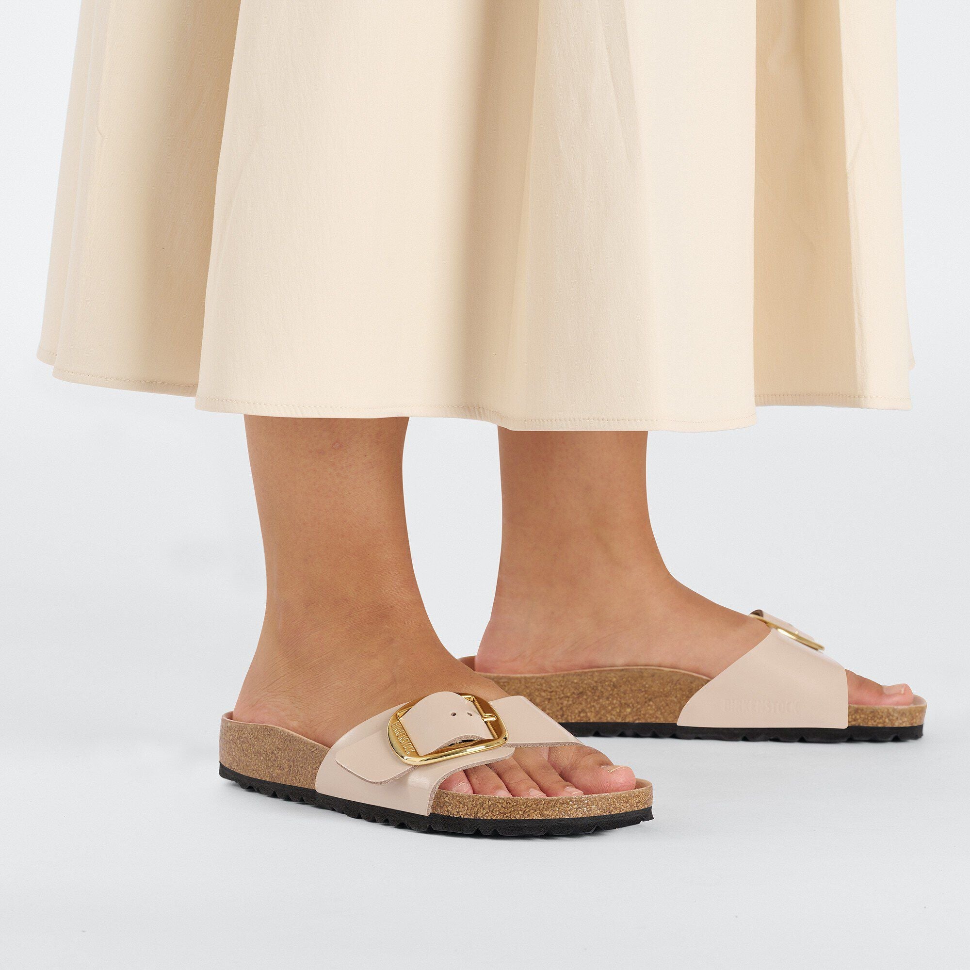 Madrid Big Buckle Natural Leather Patent