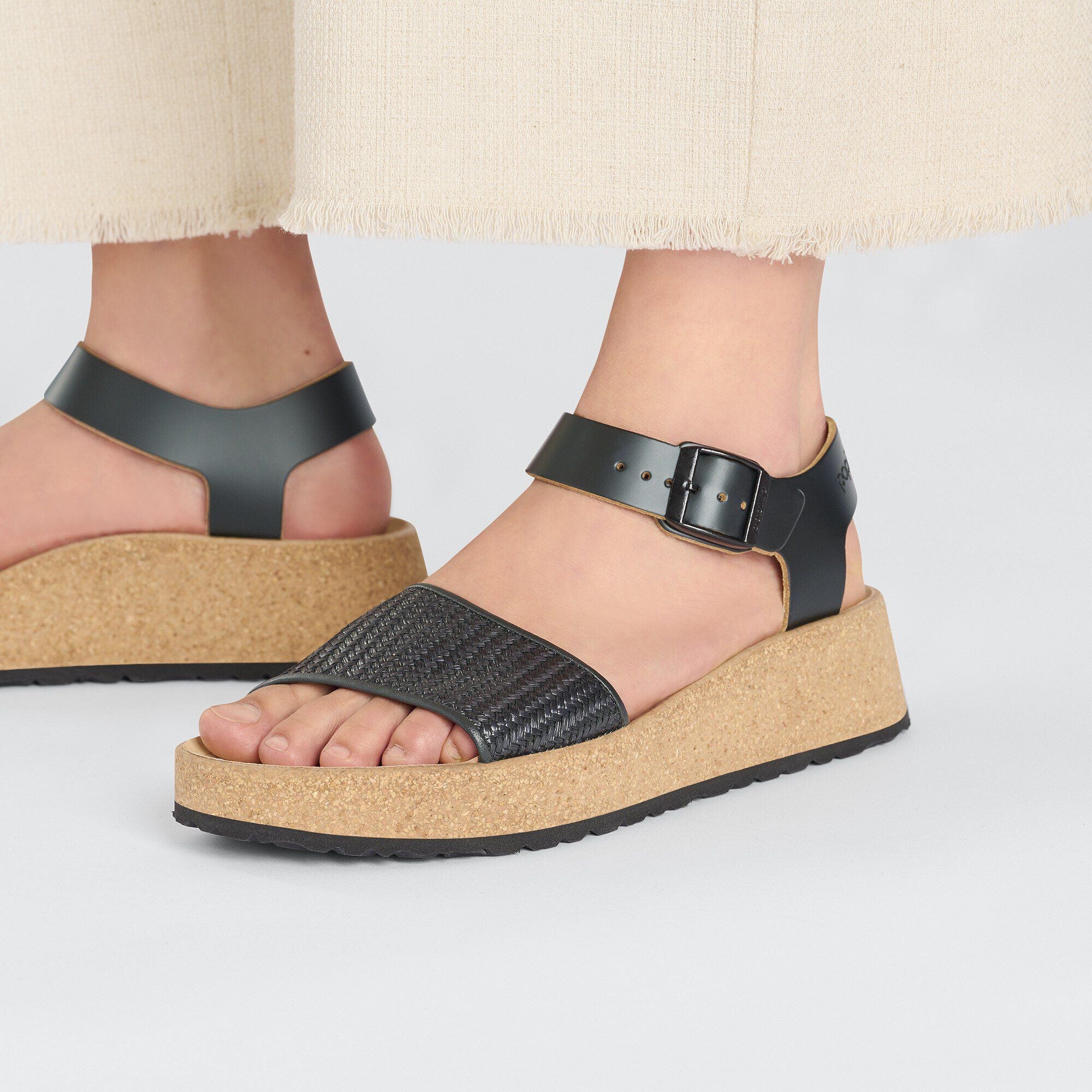 Glenda Natural Leather-Synthetics Black