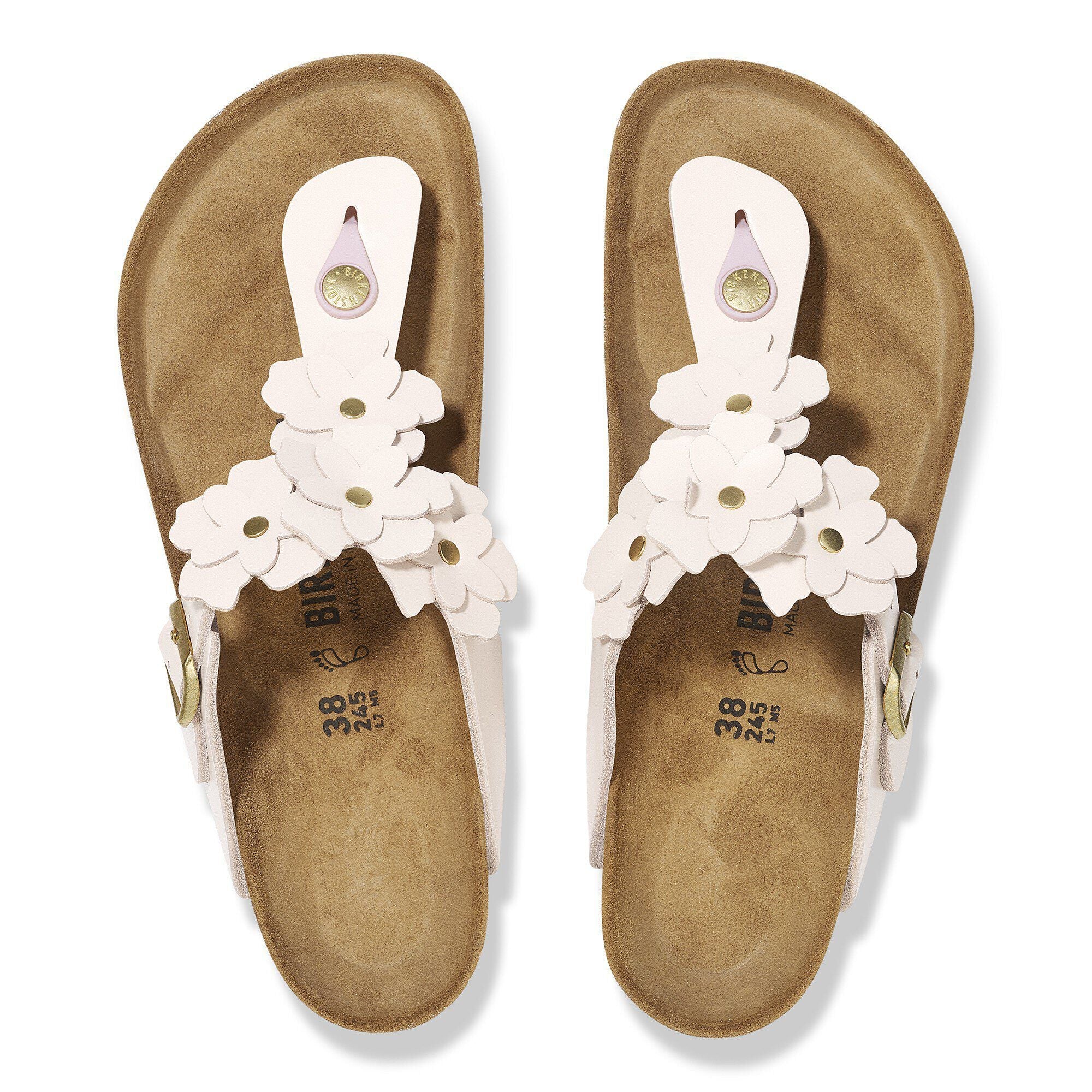 Gizeh Flower Embellishment Natural Leather
