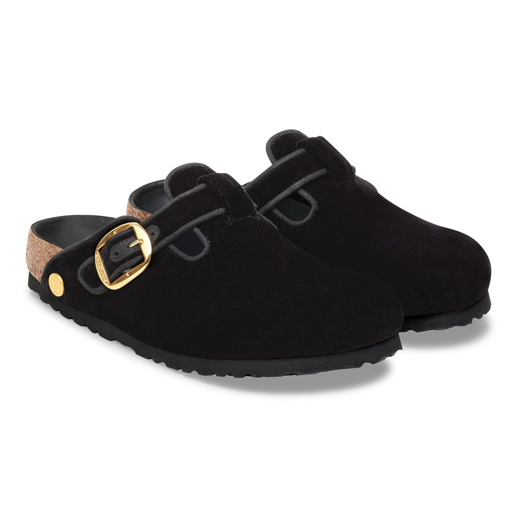 Boston Big Buckle Piping Rivet Logo Textile Velvet Black
