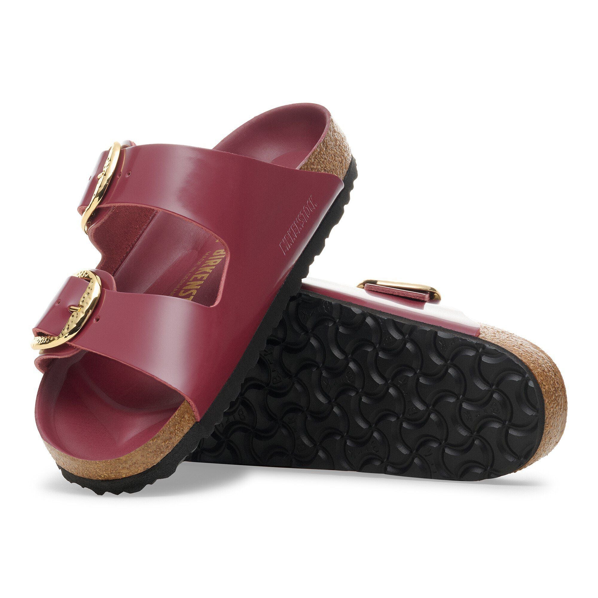 Arizona Hammered Big Buckle Natural Leather Patent Zinfandel High Shine