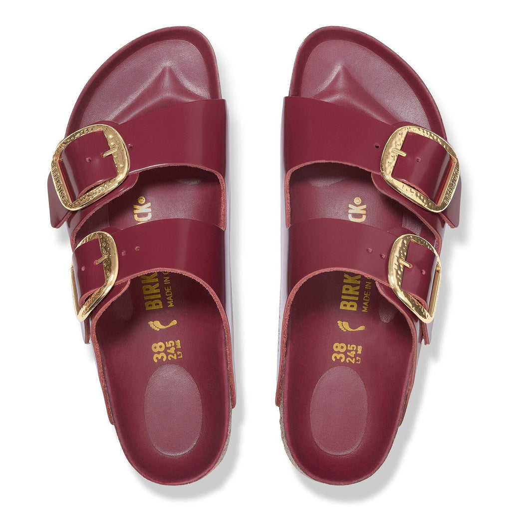 Arizona Hammered Big Buckle Natural Leather Patent Zinfandel High Shine