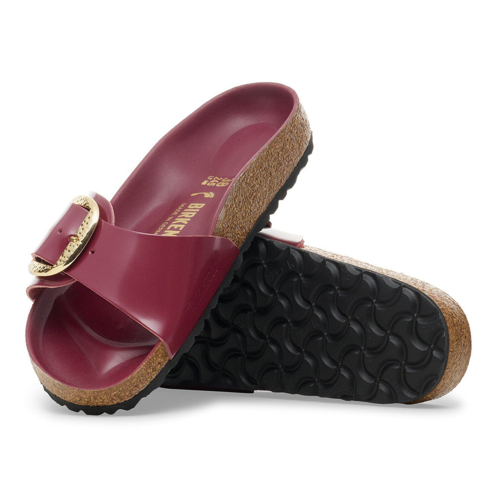 Madrid Hammered Big Buckle Natural Leather Patent Zinfandel High Shine