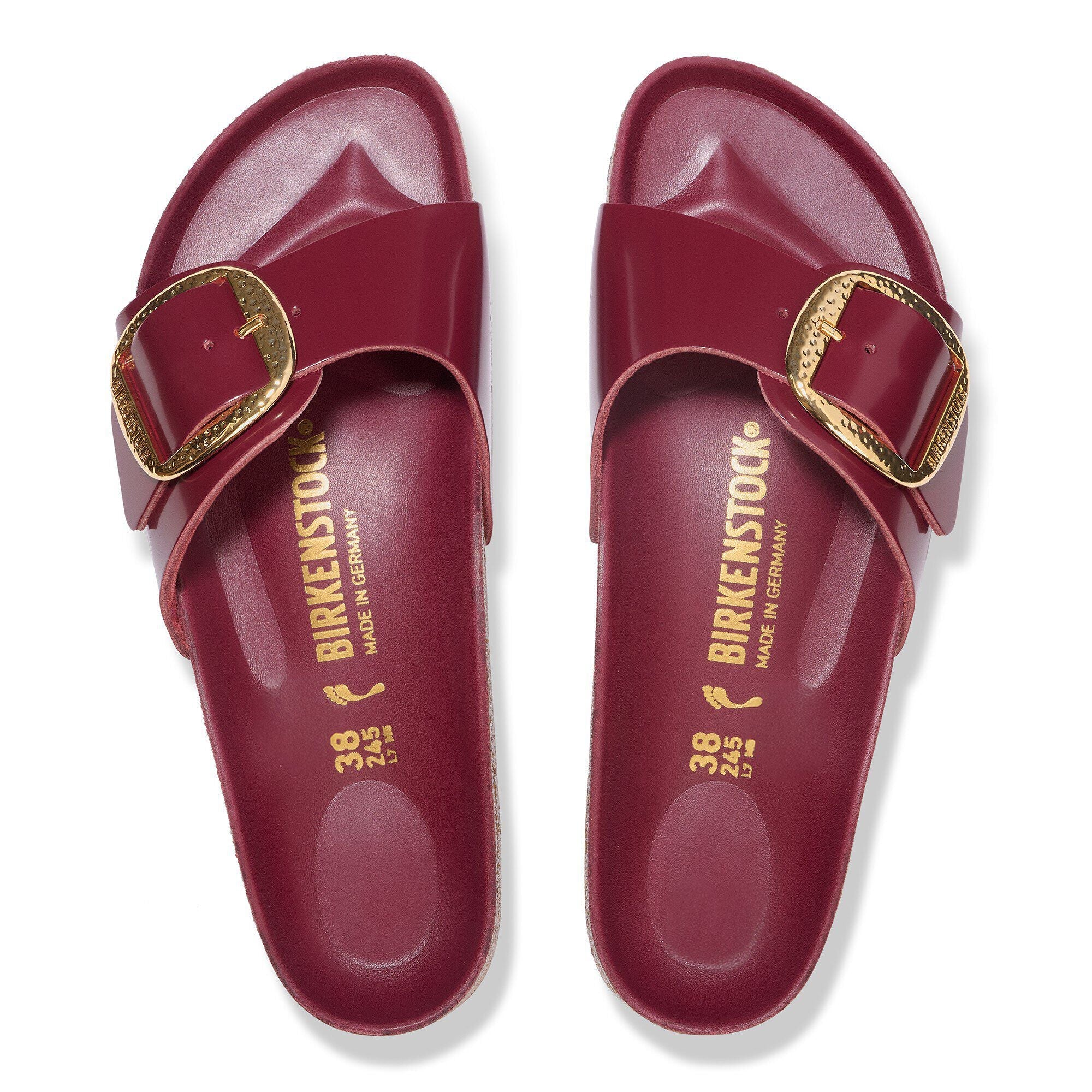 Madrid Hammered Big Buckle Natural Leather Patent Zinfandel High Shine
