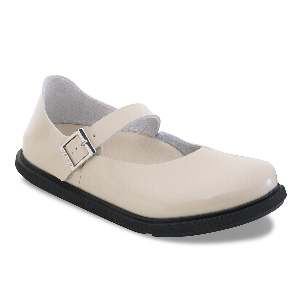 Mantova Droplet Buckle Natural Leather Patent High-Shine Oyster