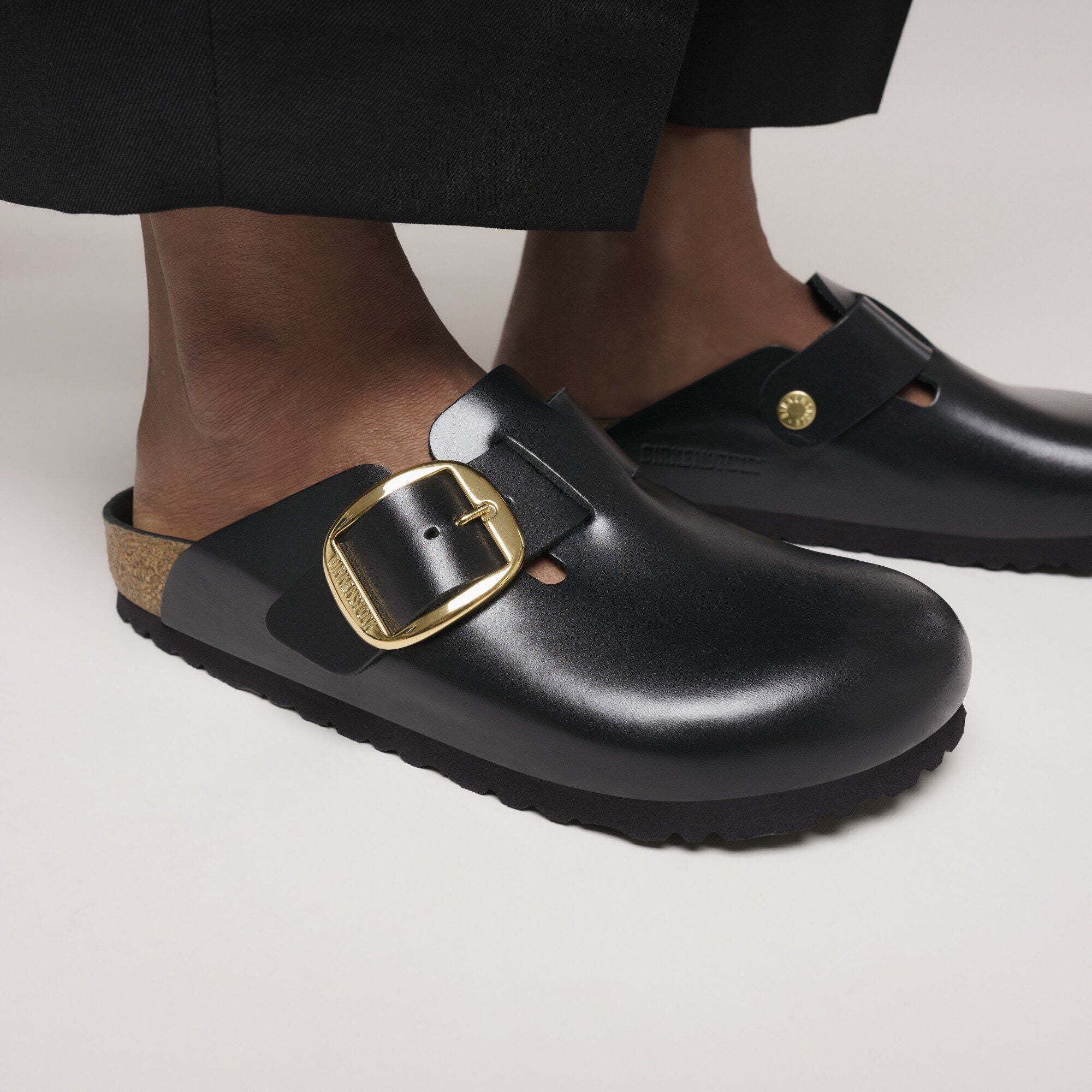 Boston Big Buckle Leather Black Dressy Leather