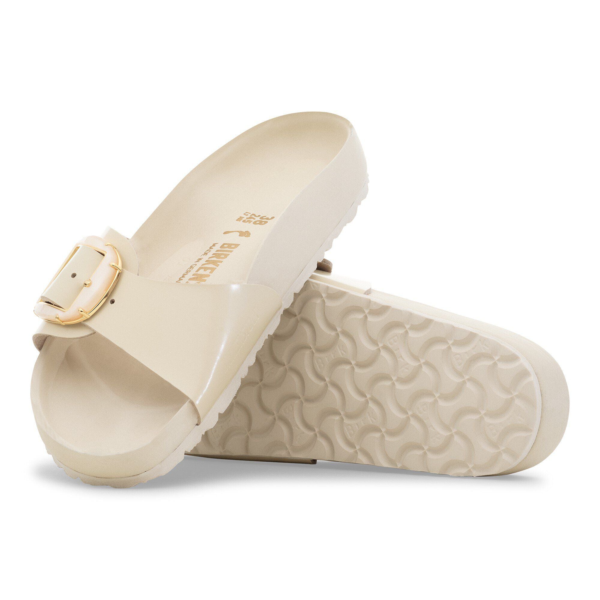 Madrid Big Buckle Pearl Natural Leather Patent
