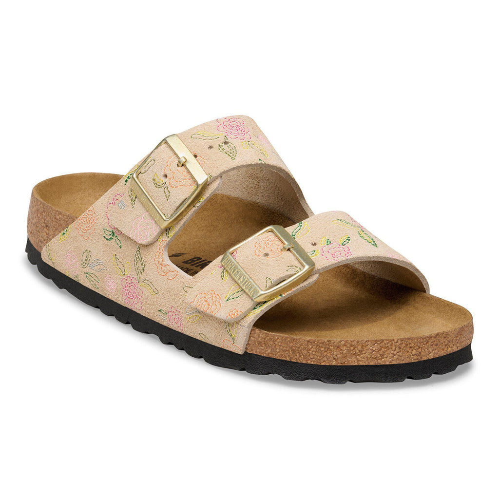 Arizona Suede Leather Sandcastle Flower Print
