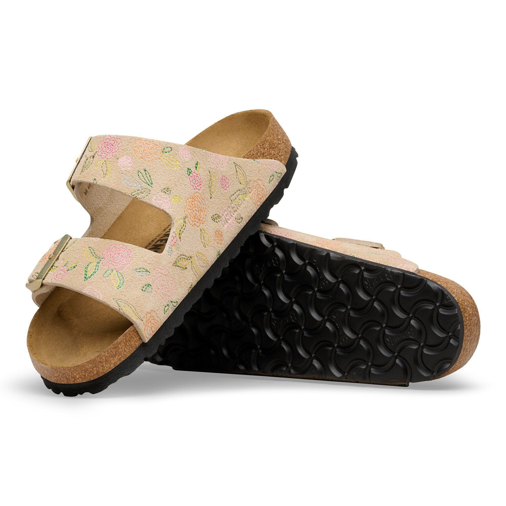Arizona Suede Leather Sandcastle Flower Print