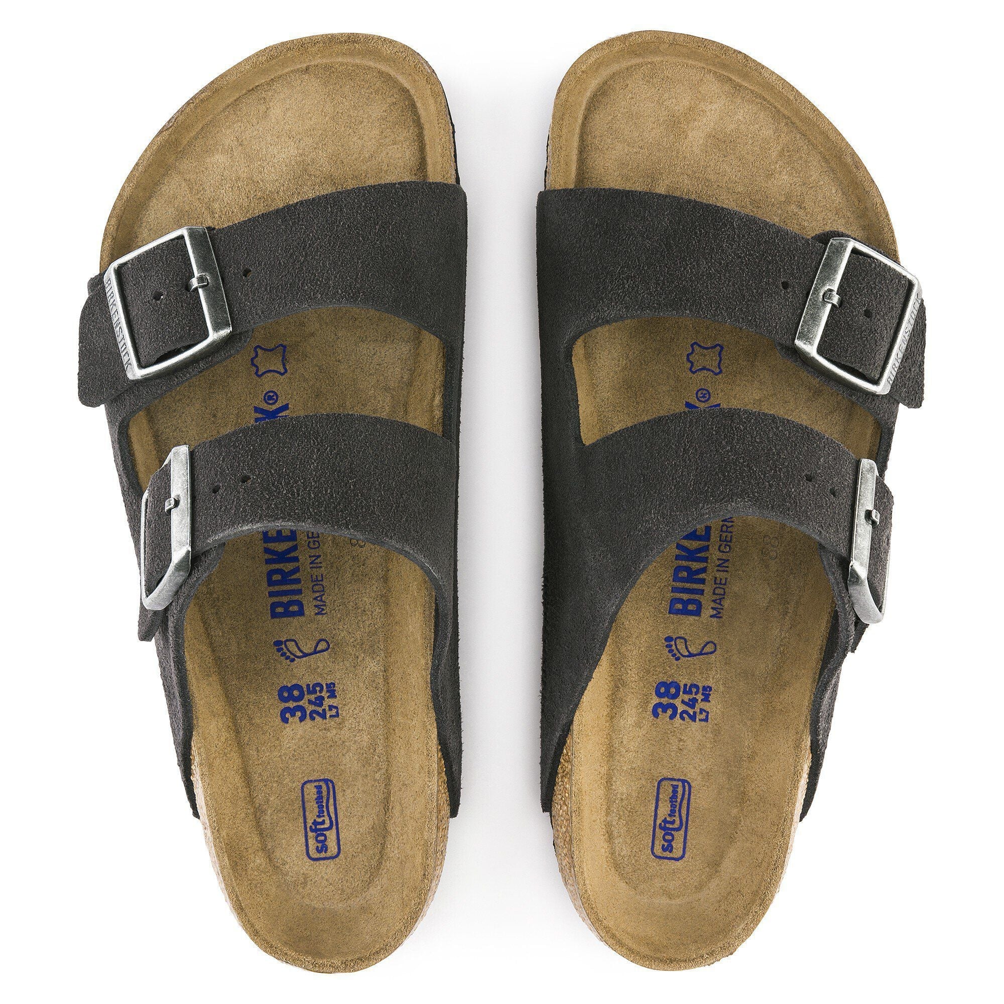 Arizona Soft Footbed Suede Leather Velvet Gray